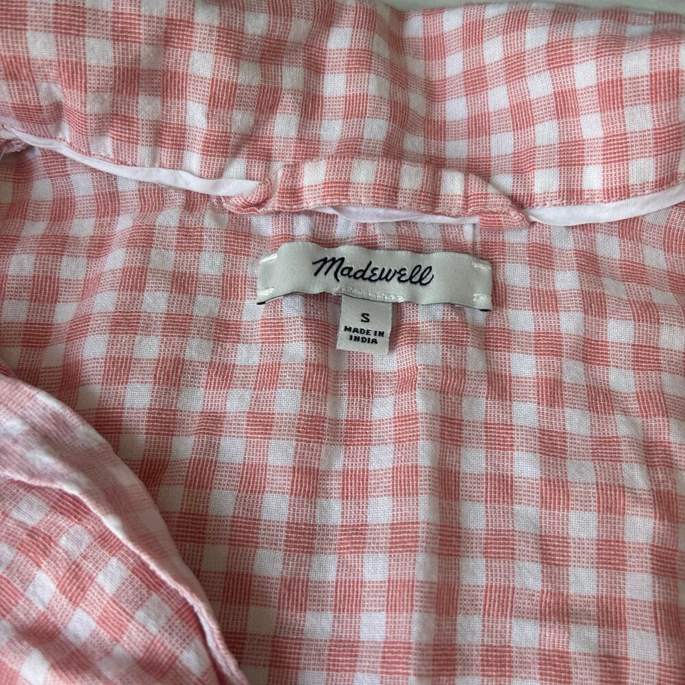 Madewell 100% Cotton Pink Gingham Pajama Set Natural Breathable Size Small - Picture 3 of 7